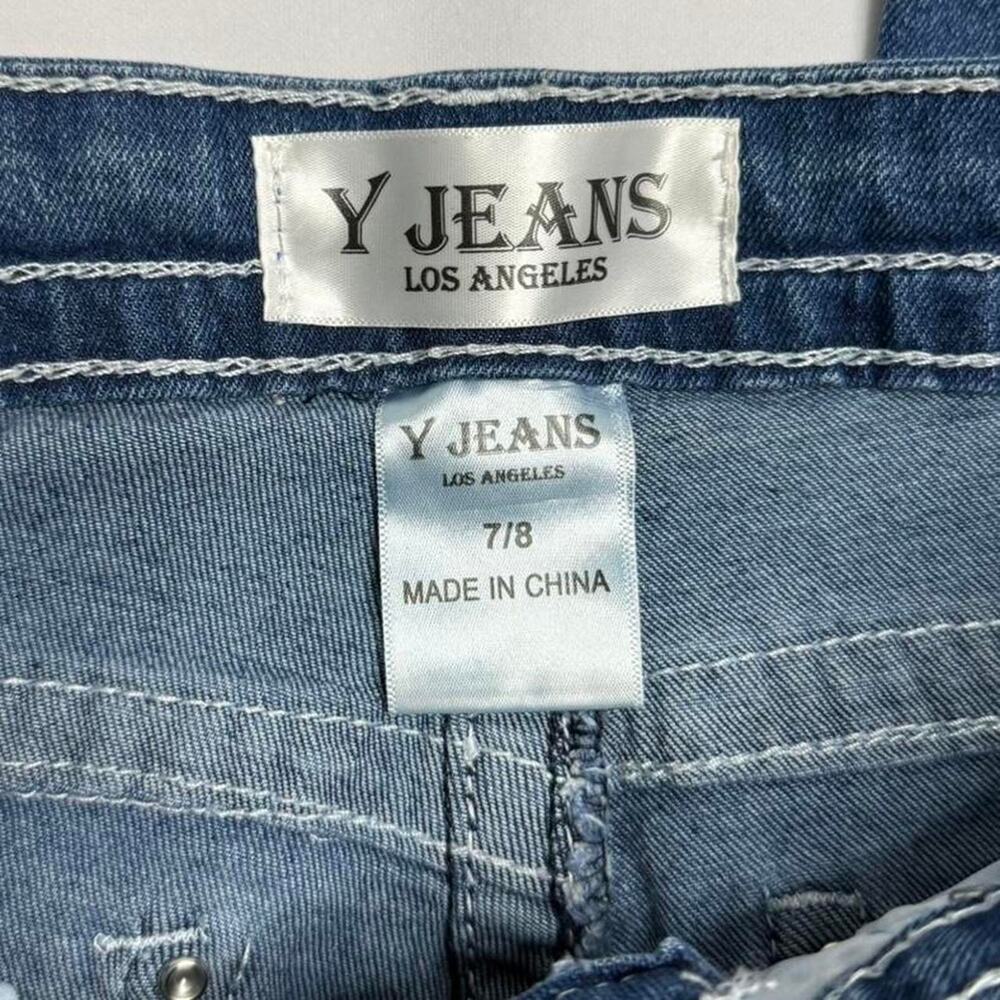 Y Jeans Embellished blue bootcut jeans rhinestone wing back pockets. Size: 7 / 8 - Picture 6 of 7